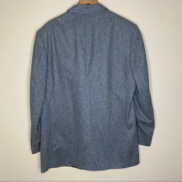 Oscar de la Renta Gray Wool and Cashmere Blend Single Breasted Blazer - Picture 8 of 13